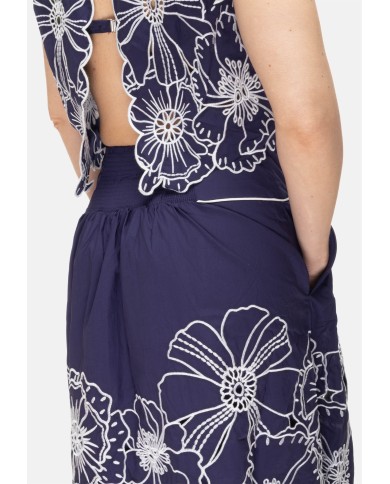 FARM RIO Gonna lunga ricamata Blue