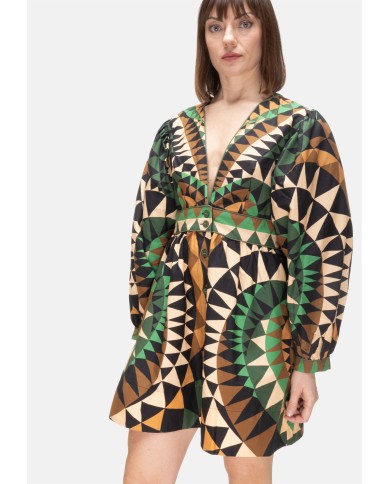 FARM RIO Abito corto donna nero verde