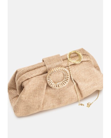 TWENTYFOURHAITCH Clutch Bakios in rafia Oro