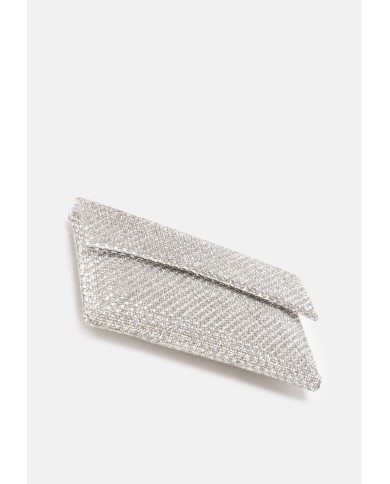 TWENTYFOURHAITCH Clutch Morna con cristalli Argento