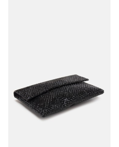 TWENTYFOURHAITCH Clutch Morna con cristalli Nera