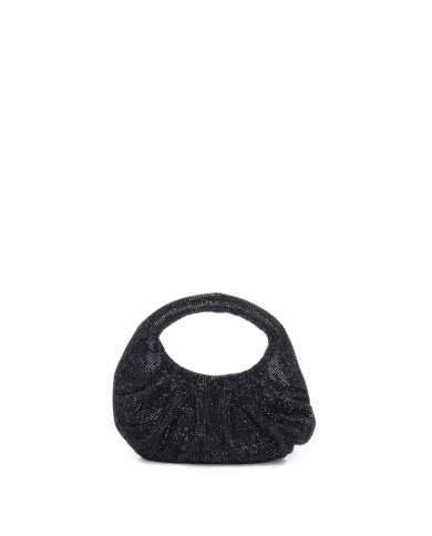 TWENTYFOURHAITCH Mini bag Joan in maglia strass Nera