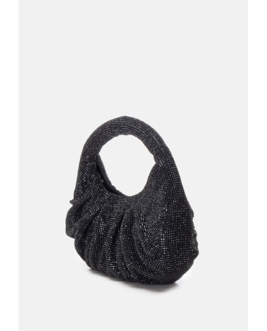 TWENTYFOURHAITCH Mini bag Joan in maglia strass Nera