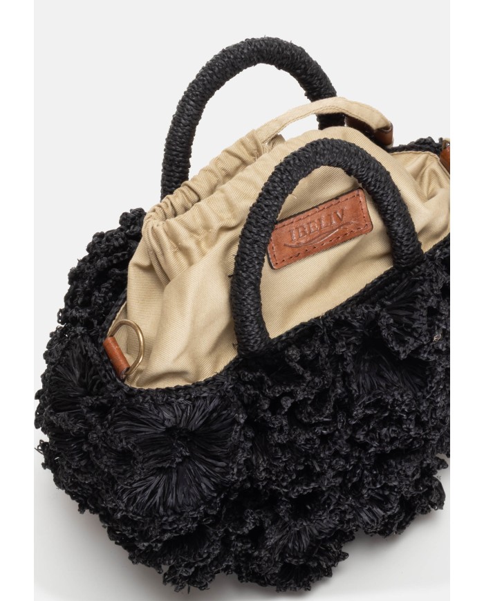 IBELIV Borsa donna rafia CORAL Black               