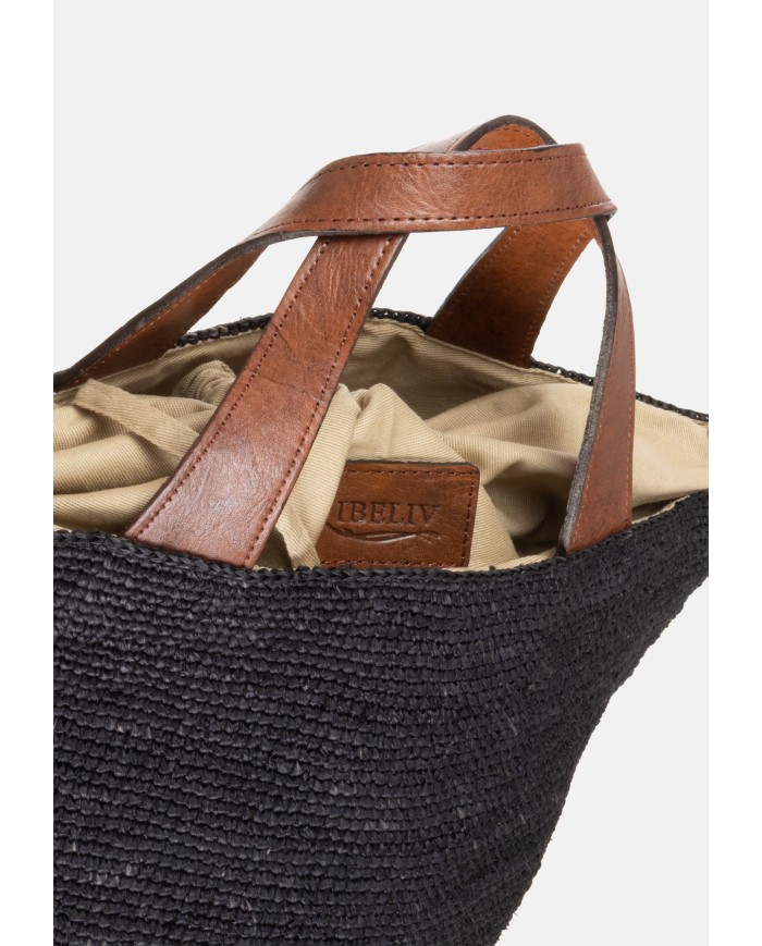 IBELIV Borsa donna in rafia MIROZY Black               