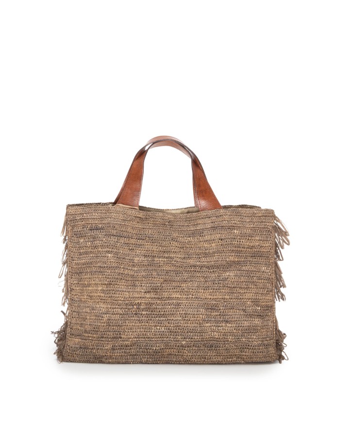 IBELIV Borsa donna in rafia ONJA DARK TEA