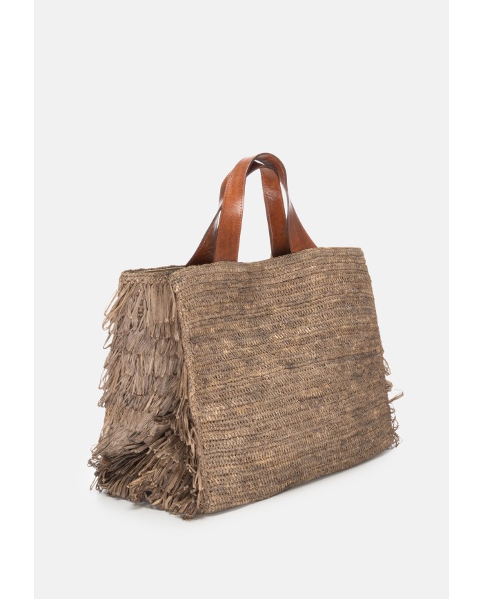 IBELIV Borsa donna in rafia ONJA DARK TEA