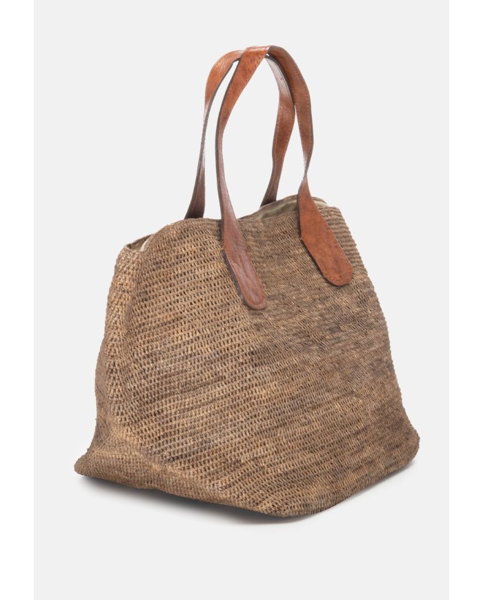 IBELIV Borsa donna in rafia TOKYO DARK TEA