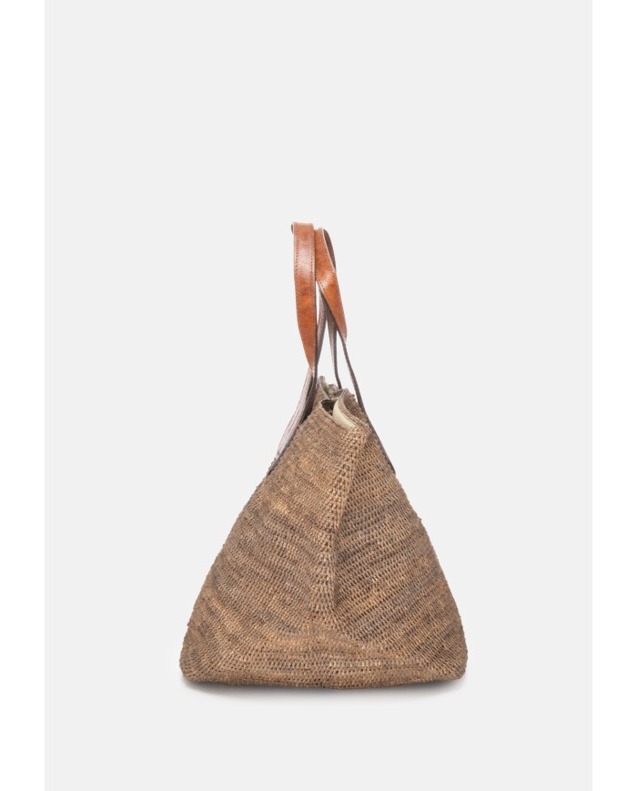 IBELIV Borsa donna in rafia TOKYO DARK TEA