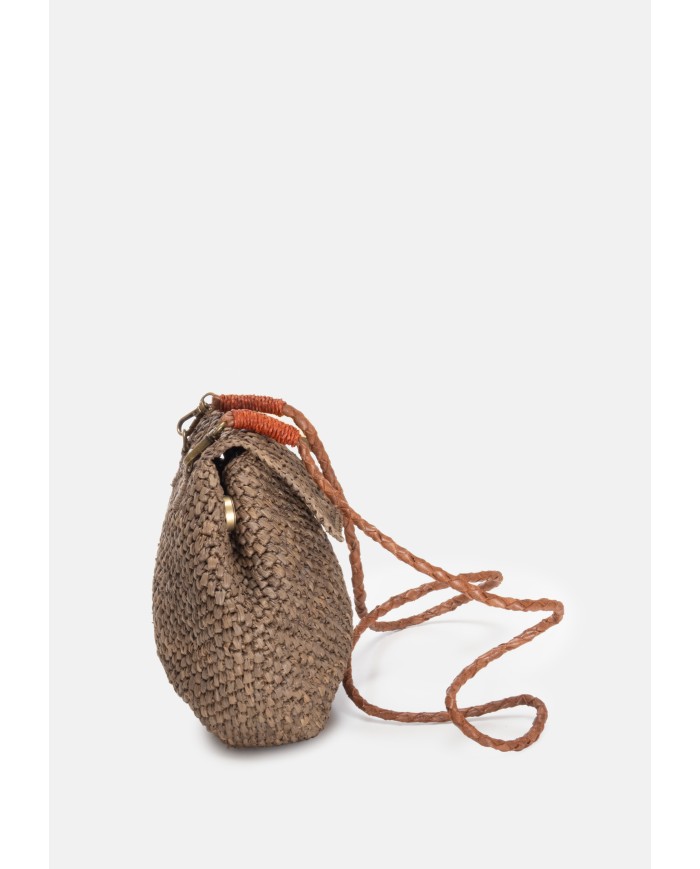 IBELIV Mini borsa donna in rafia ZAZ DARK TEA