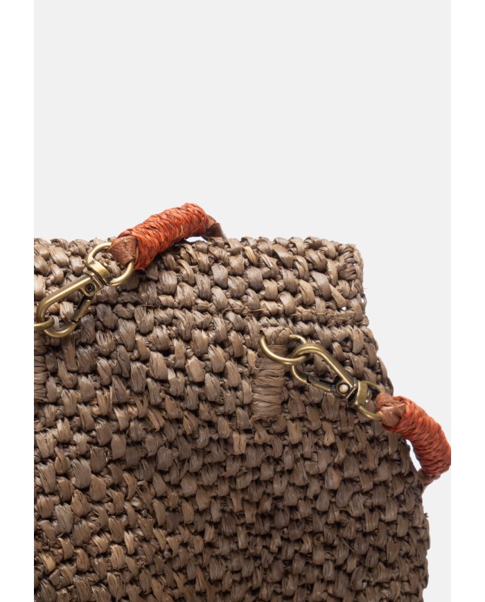 IBELIV Mini borsa donna in rafia ZAZ DARK TEA