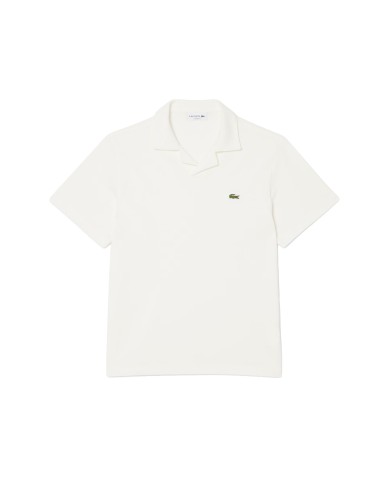 LACOSTE Polo uomo classic fit in cotone-lino bianca