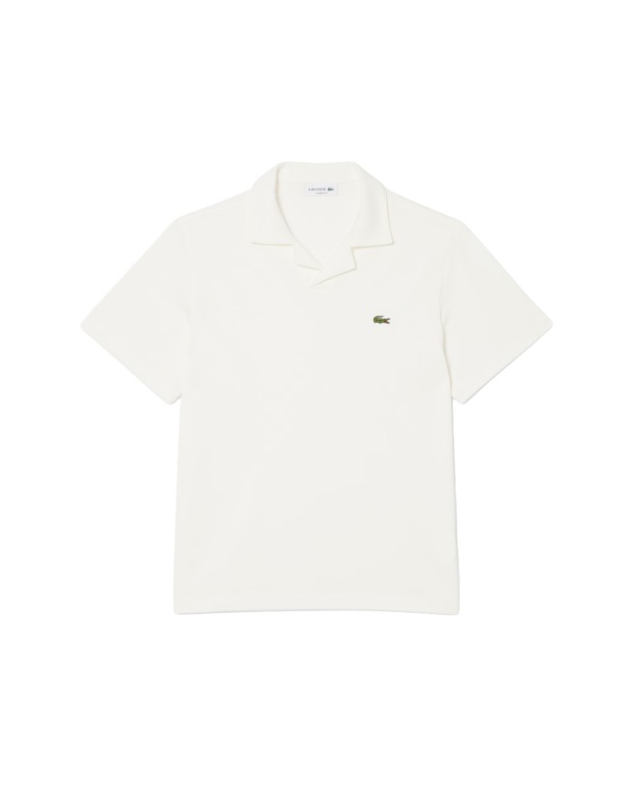 LACOSTE Polo uomo classic fit in cotone-lino bianca