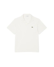 LACOSTE Polo uomo classic fit in cotone-lino bianca