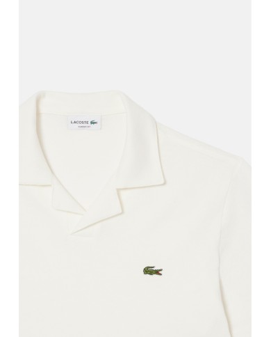 LACOSTE Polo uomo classic fit in cotone-lino bianca