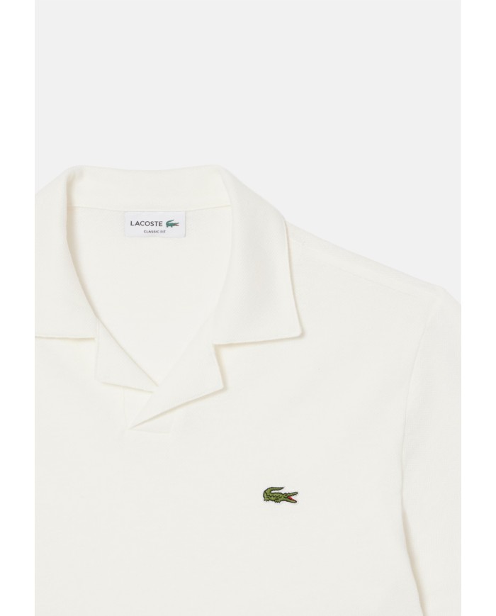 LACOSTE Polo uomo classic fit in cotone-lino bianca