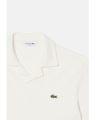 LACOSTE Polo uomo classic fit in cotone-lino bianca