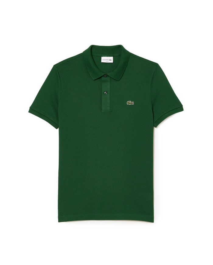 LACOSTE Polo uomo slim fit in piqué verde