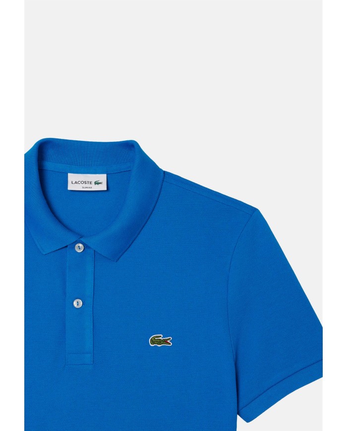 LACOSTE Polo uomo slim fit in piqué Azzurra