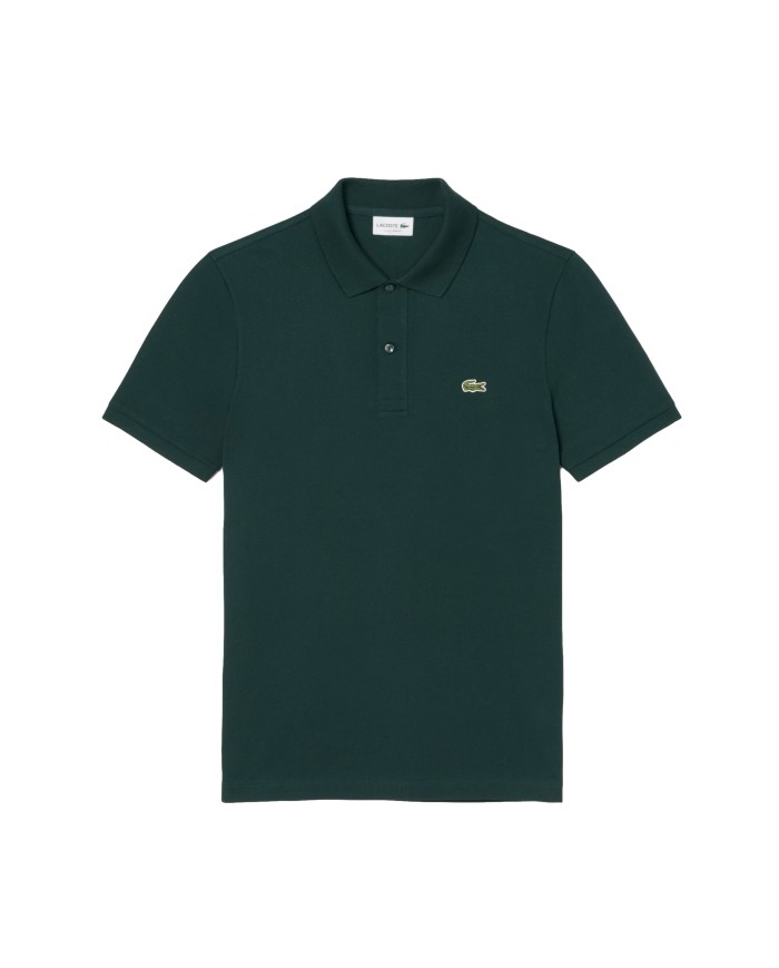 LACOSTE Polo uomo slim fit in piqué verde scuro
