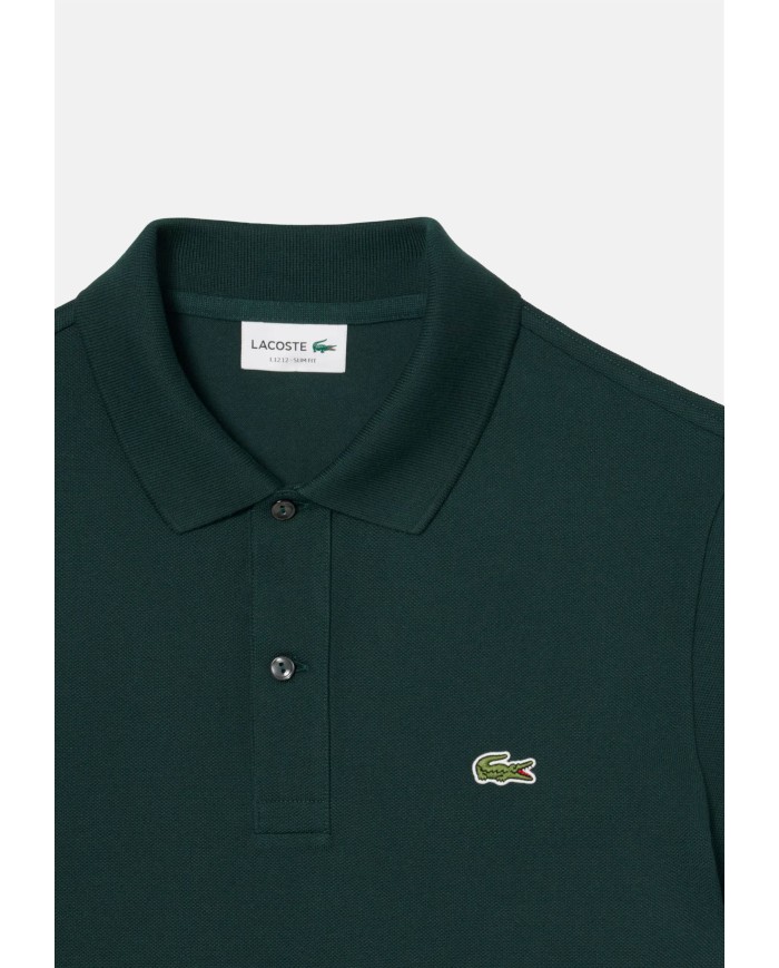 LACOSTE Polo uomo slim fit in piqué verde scuro