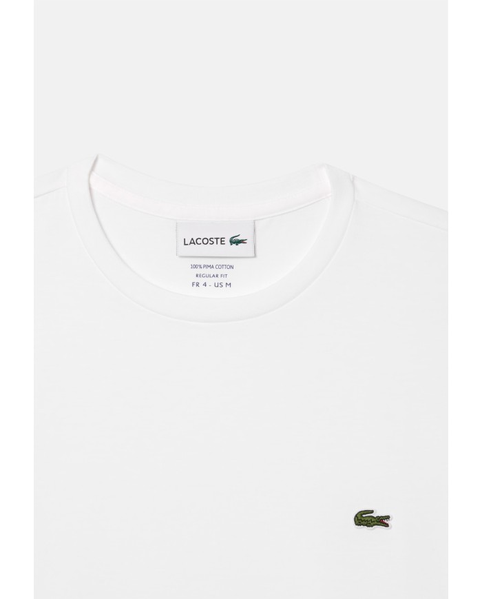 LACOSTE T-shirt uomo in cotone Pima bianca