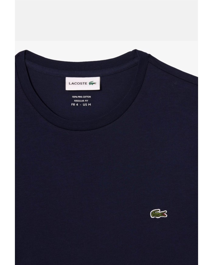 LACOSTE T-shirt uomo in cotone Pima blu