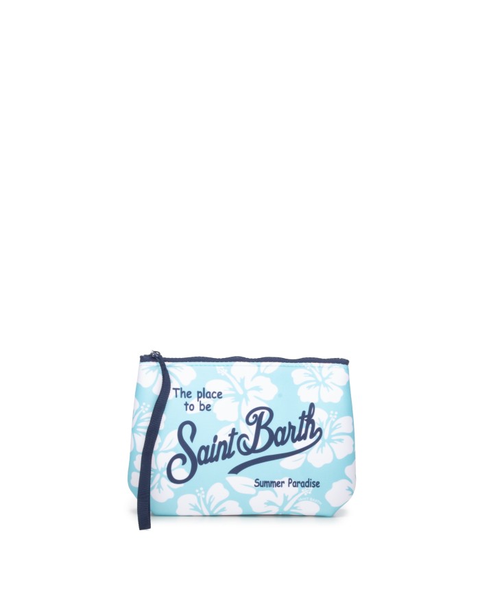 MC2 St. Barth Pochette Aline fiori di ibisco verde acqua
