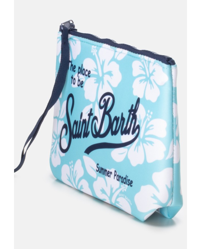 MC2 St. Barth Pochette Aline fiori di ibisco verde acqua