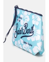 MC2 St. Barth Pochette Aline fiori di ibisco verde acqua