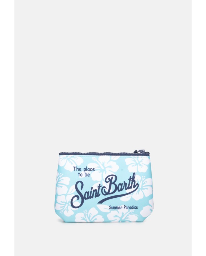 MC2 St. Barth Pochette Aline fiori di ibisco verde acqua