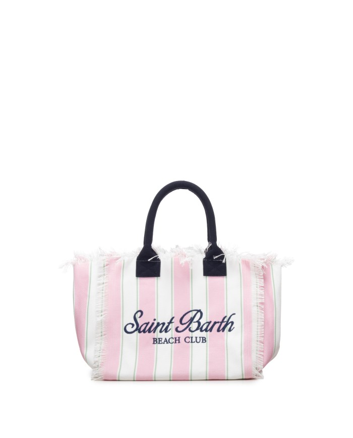 MC2 St. Barth Borsa donna Vanity rigata bianco rosa