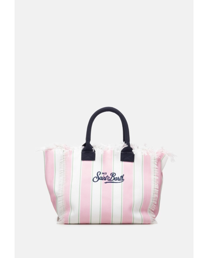MC2 St. Barth Borsa donna Vanity rigata bianco rosa