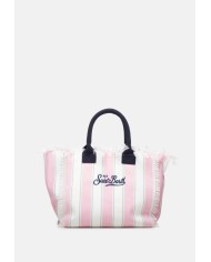 MC2 St. Barth Borsa donna Vanity rigata bianco rosa