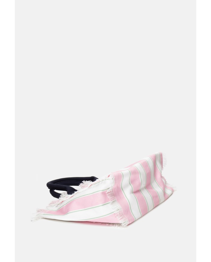 MC2 St. Barth Borsa donna Vanity rigata bianco rosa