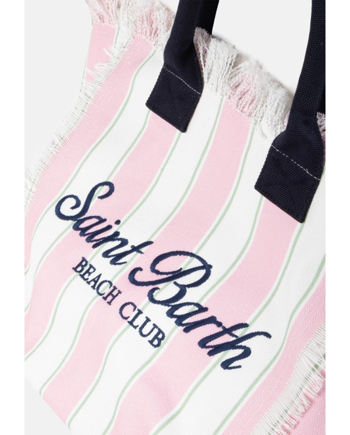MC2 St. Barth Borsa donna Vanity rigata bianco rosa