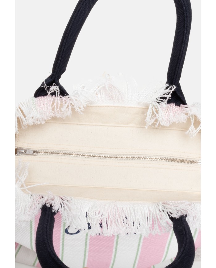 MC2 St. Barth Borsa donna Vanity rigata bianco rosa