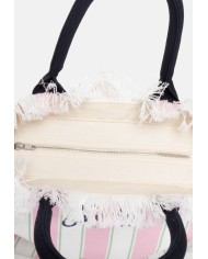 MC2 St. Barth Borsa donna Vanity rigata bianco rosa