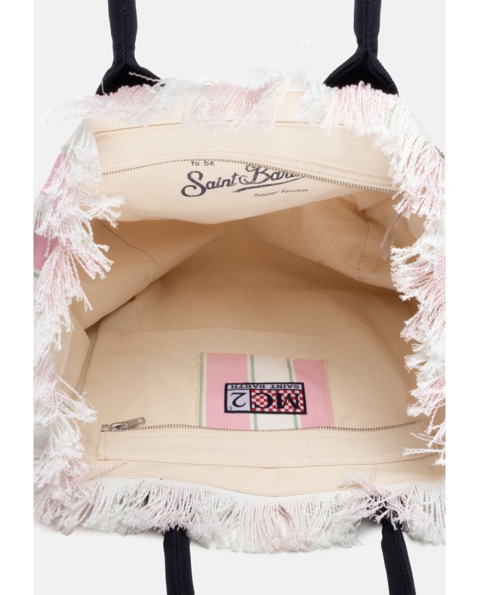 MC2 St. Barth Borsa donna Vanity rigata bianco rosa