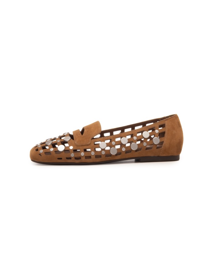ASH Ballerina traforata con borchie Cuoio