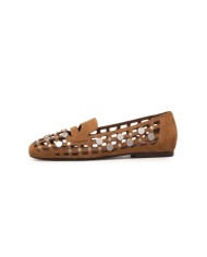 ASH Ballerina traforata con borchie Cuoio