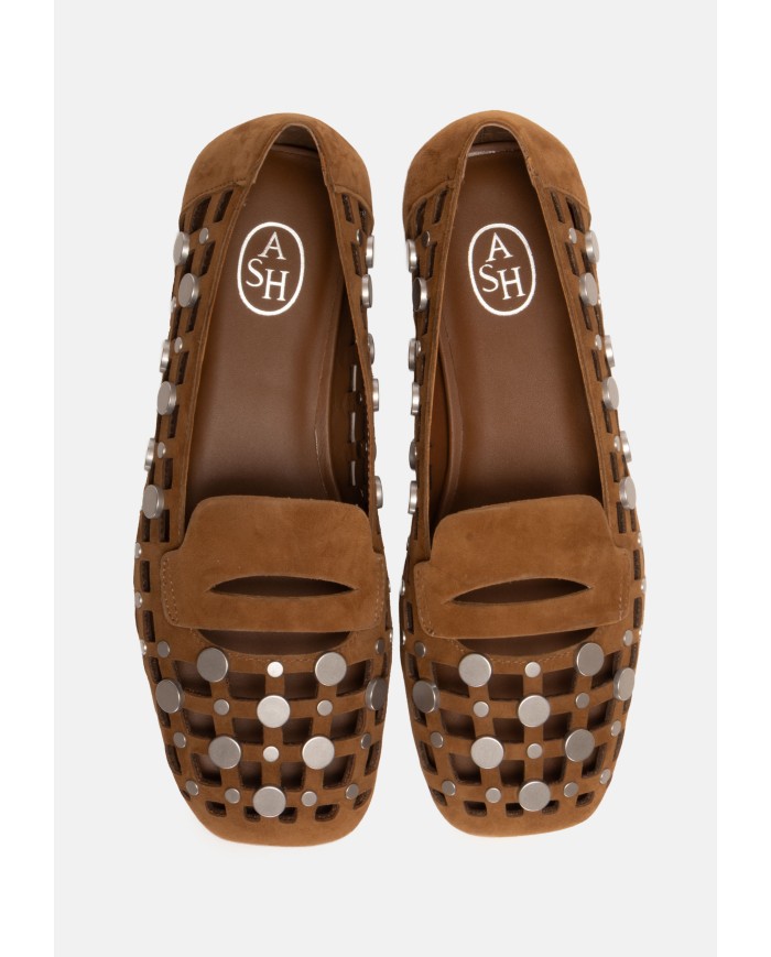 ASH Ballerina traforata con borchie Cuoio