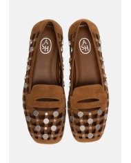 ASH Ballerina traforata con borchie Cuoio