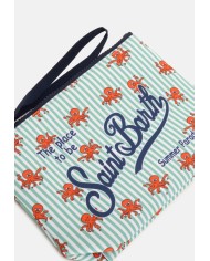 MC2 St. Barth Pochette uomo Aline neoprene stampa polpi bianco verde