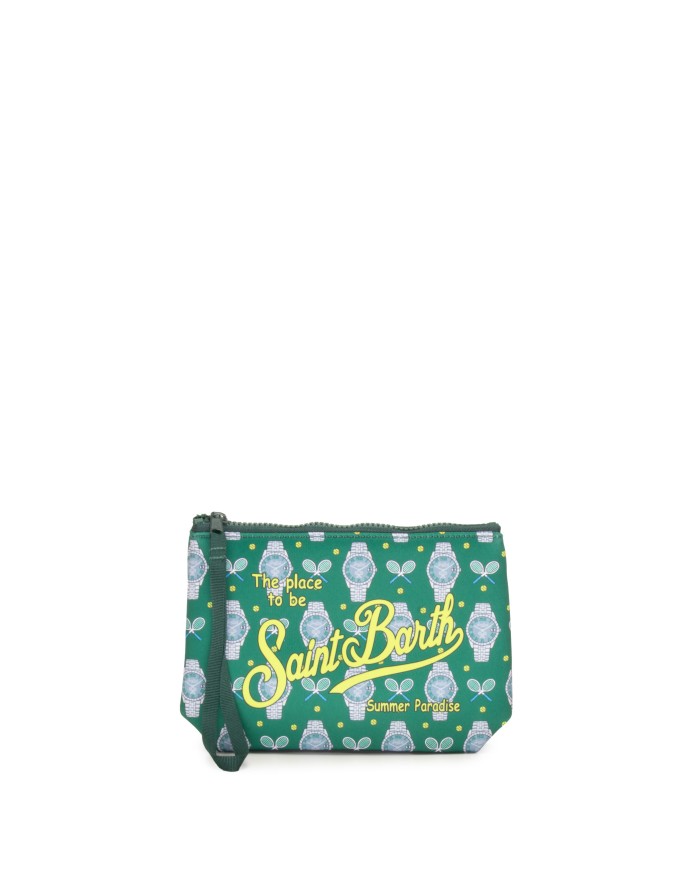 MC2 St. Barth Pochette Aline stampa racchette e orologi verde blu