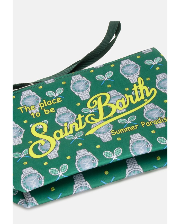 MC2 St. Barth Pochette Aline stampa racchette e orologi verde blu