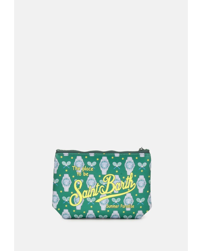 MC2 St. Barth Pochette Aline stampa racchette e orologi verde blu