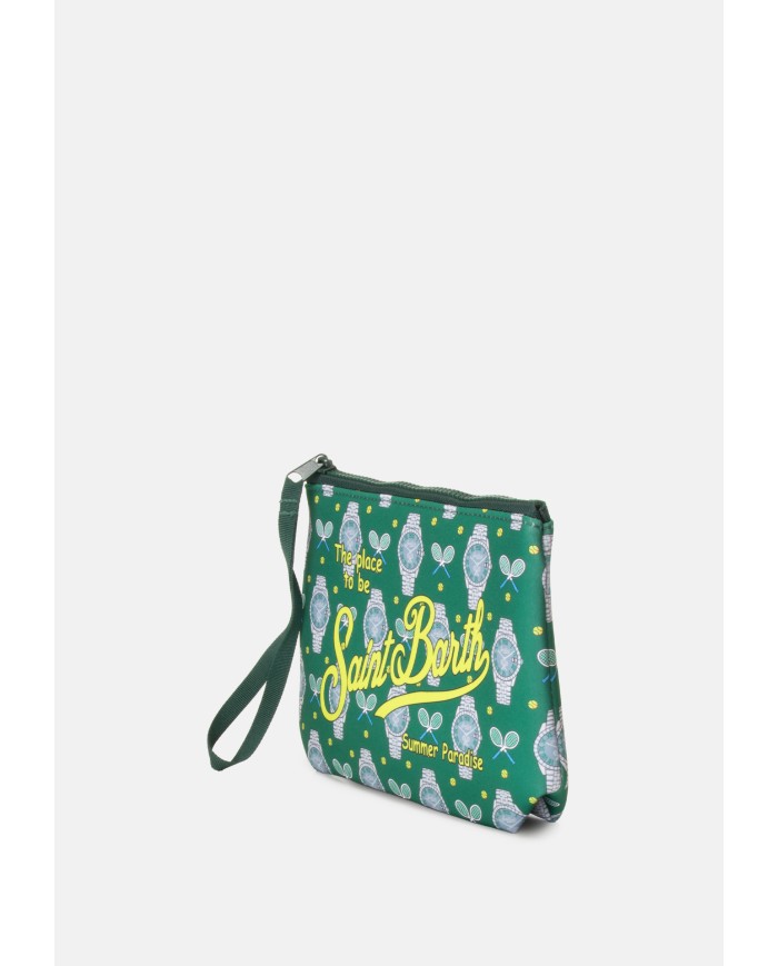 MC2 St. Barth Pochette Aline stampa racchette e orologi verde blu