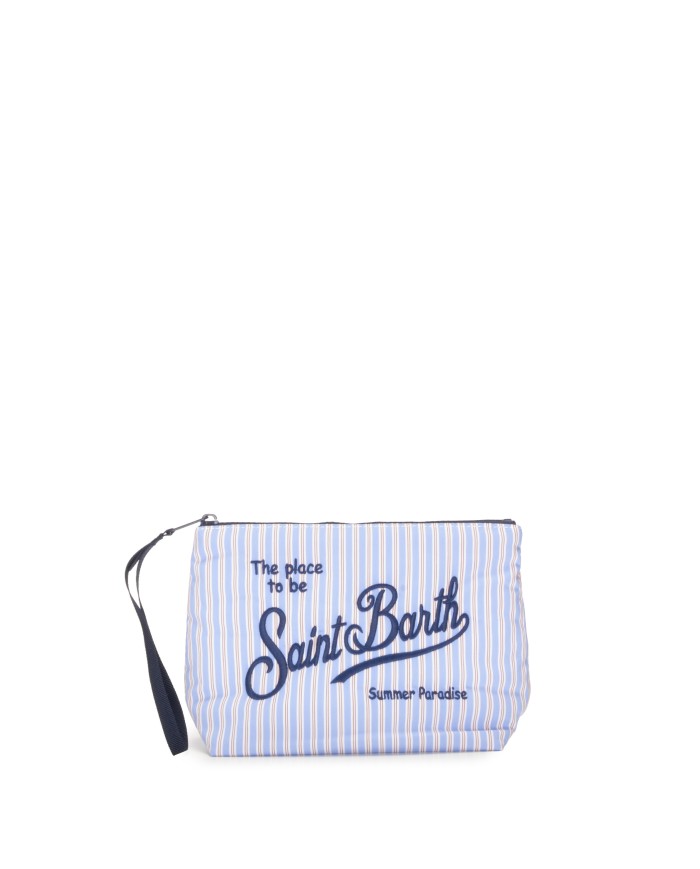 MC2 St. Barth Pochette Aline cotone rigata Celeste