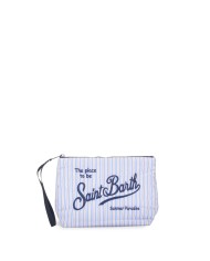 MC2 St. Barth Pochette Aline cotone rigata Celeste